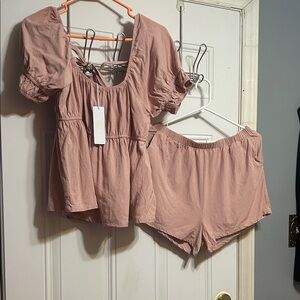 Gilli Pink Blouse and Shorts Set
